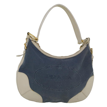 PRADA Shoulder Bag Canvas Leather Blue Auth yk9150