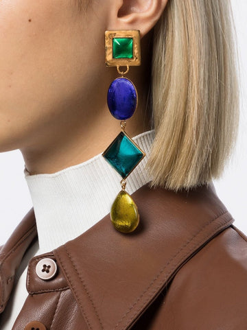 YVES SAINT LAURENT Glass Pendant Clip-on Earrings